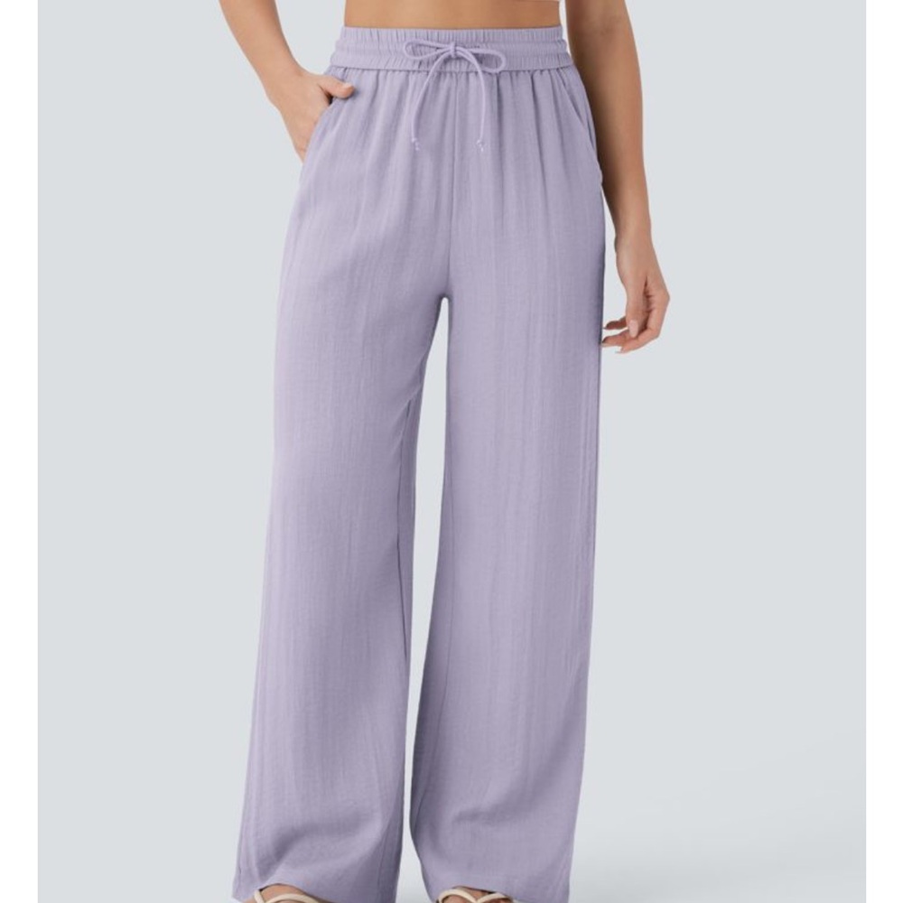 Halara Lavender Linen-Feel Pants